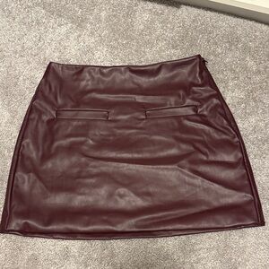 Burgundy Vegan Leather Mini Skirt